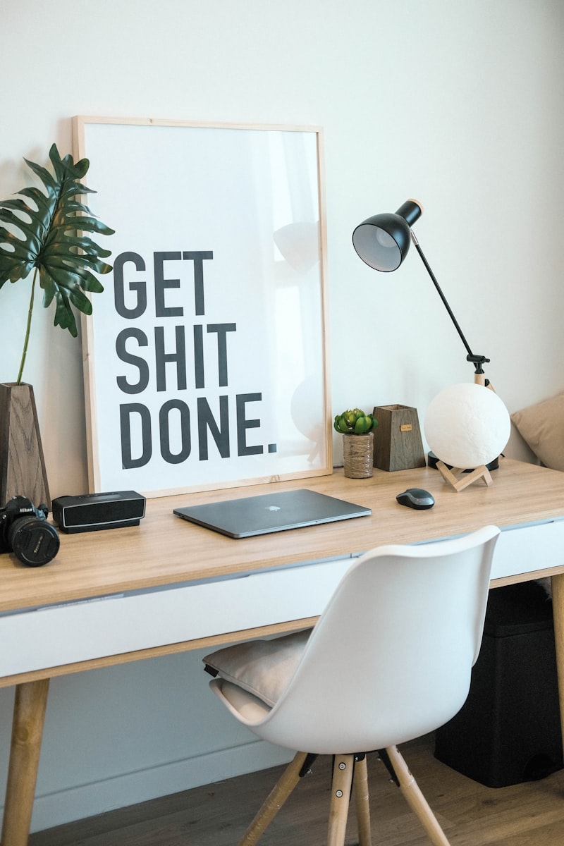 Clean workspace with ergonomic chair paired with a standing desk for sit-stand flexibility